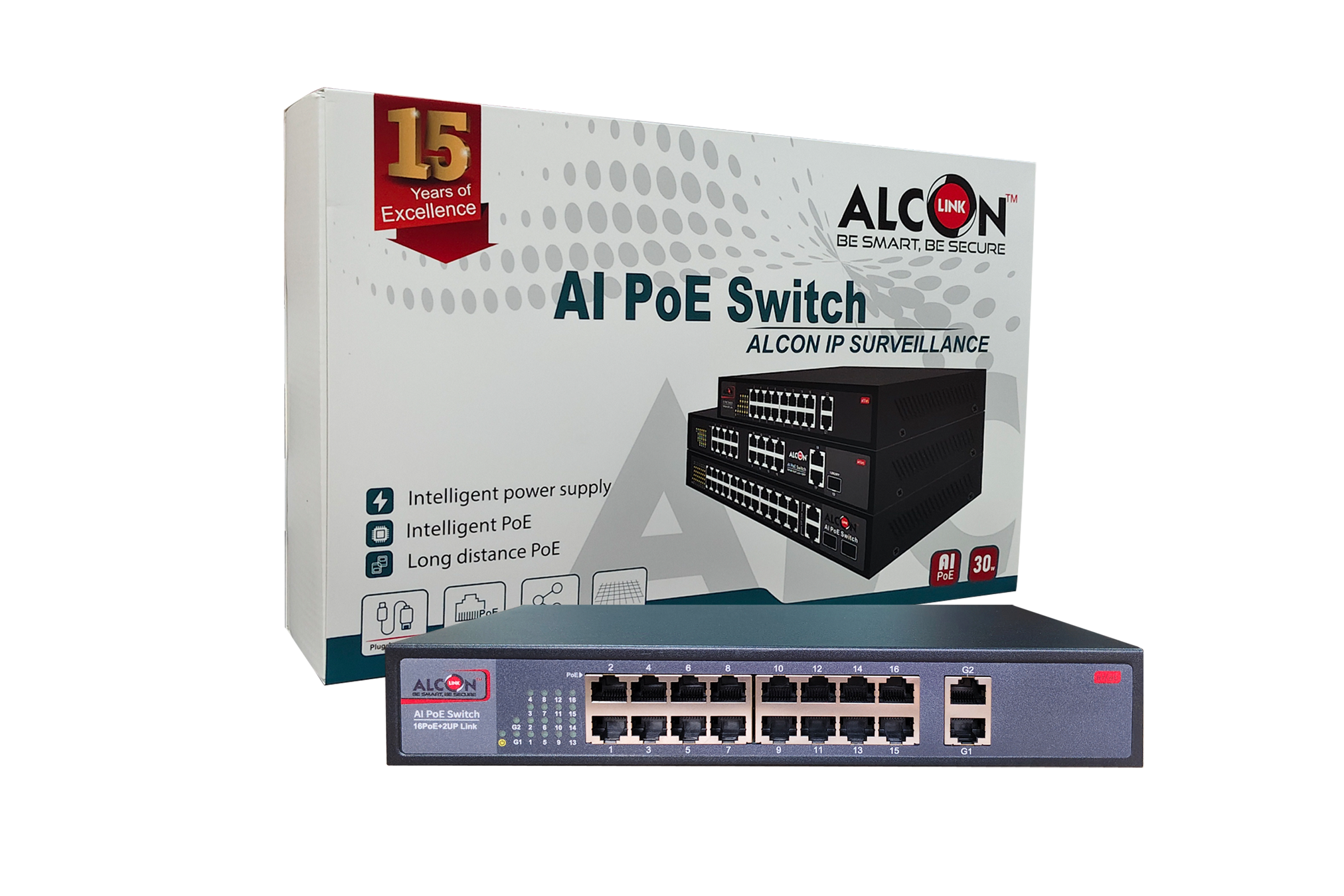 16*FE POE+ Port + 2*GE 260W AI POE Switch